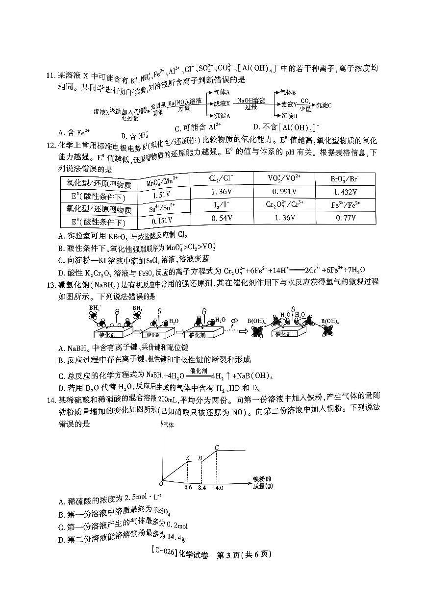 江西省九校2026届高三上学期11月期中考化学试题+答案第3页