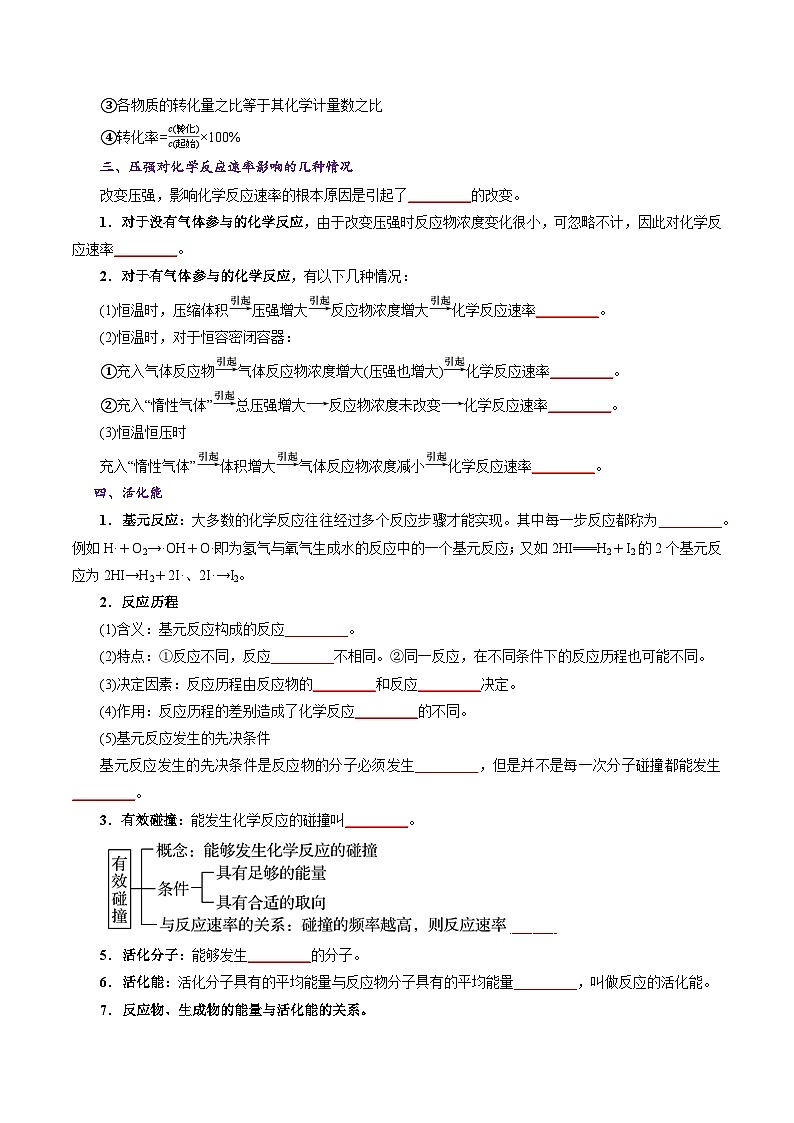 第二章  化学反应速率与平衡（知识清单）（原卷版）高二化学同步备课系列（人教版2019选择性必修1）【2025-2026】高二化学同步备课学案（人教版2019选择性必修1）第3页