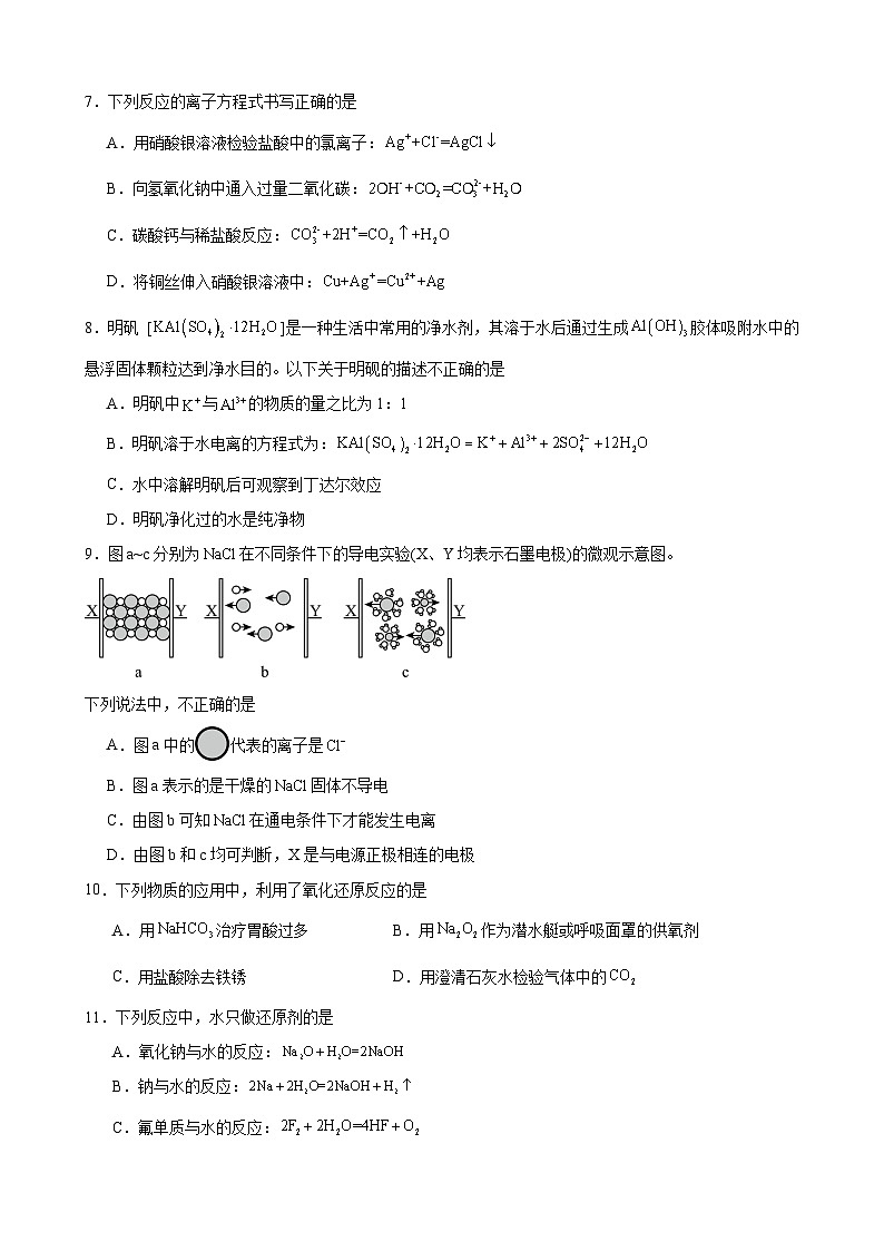 北京市育英中学2025-2026学年高一上学期11月期中考试化学试题（含答案）第2页