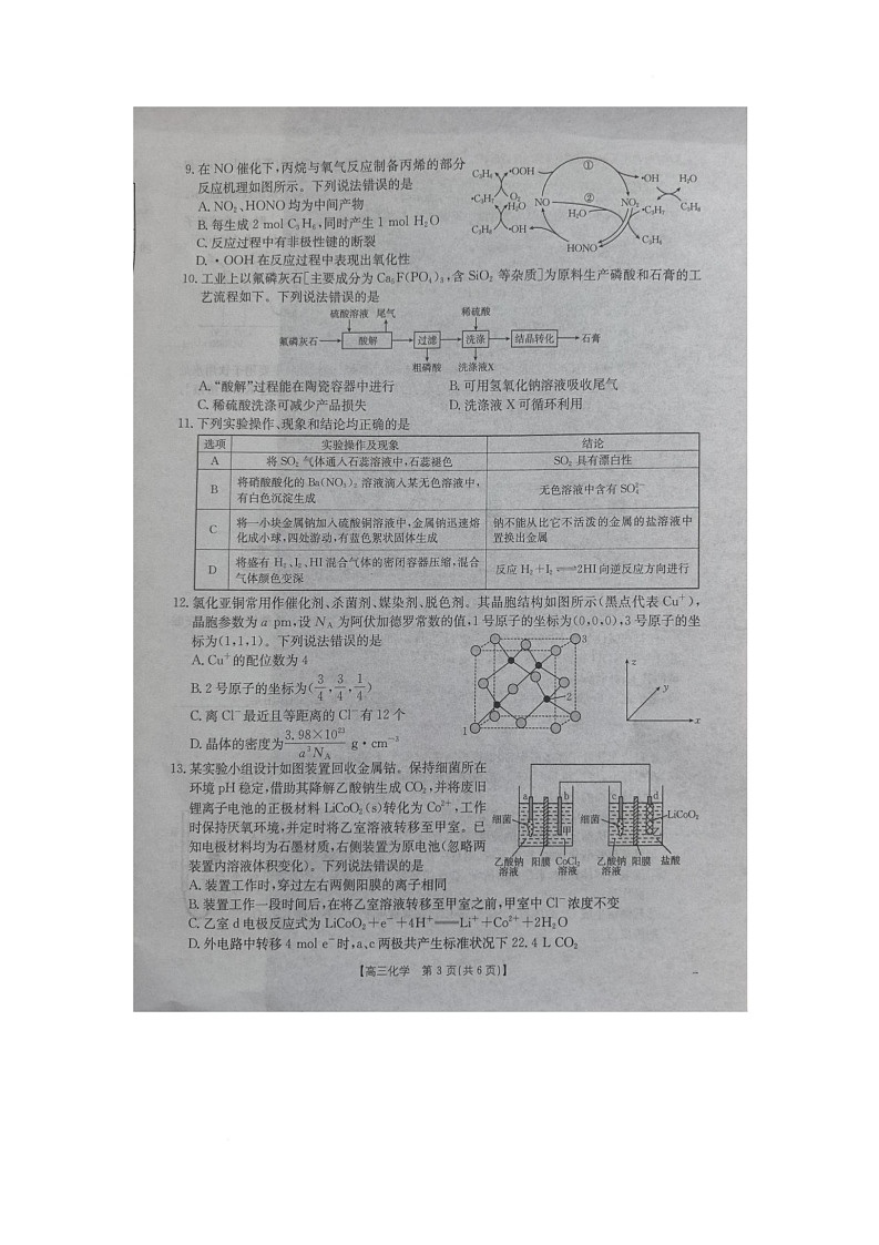 广西贵港市2026届高三上学期11月联合调研化学试题（月考）(001)第3页