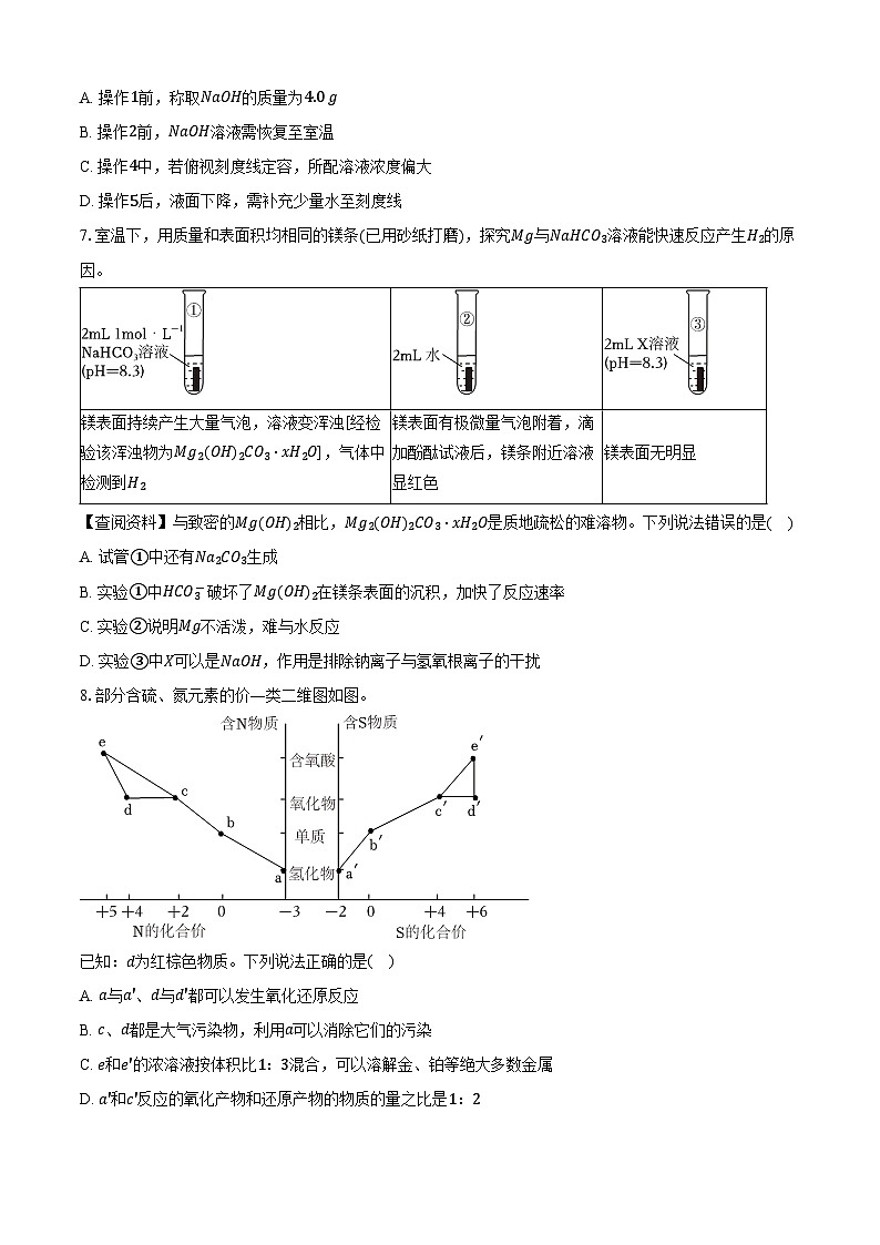 安徽省定远育才学校2025-2026学年高三（上）期中检测化学试题第3页
