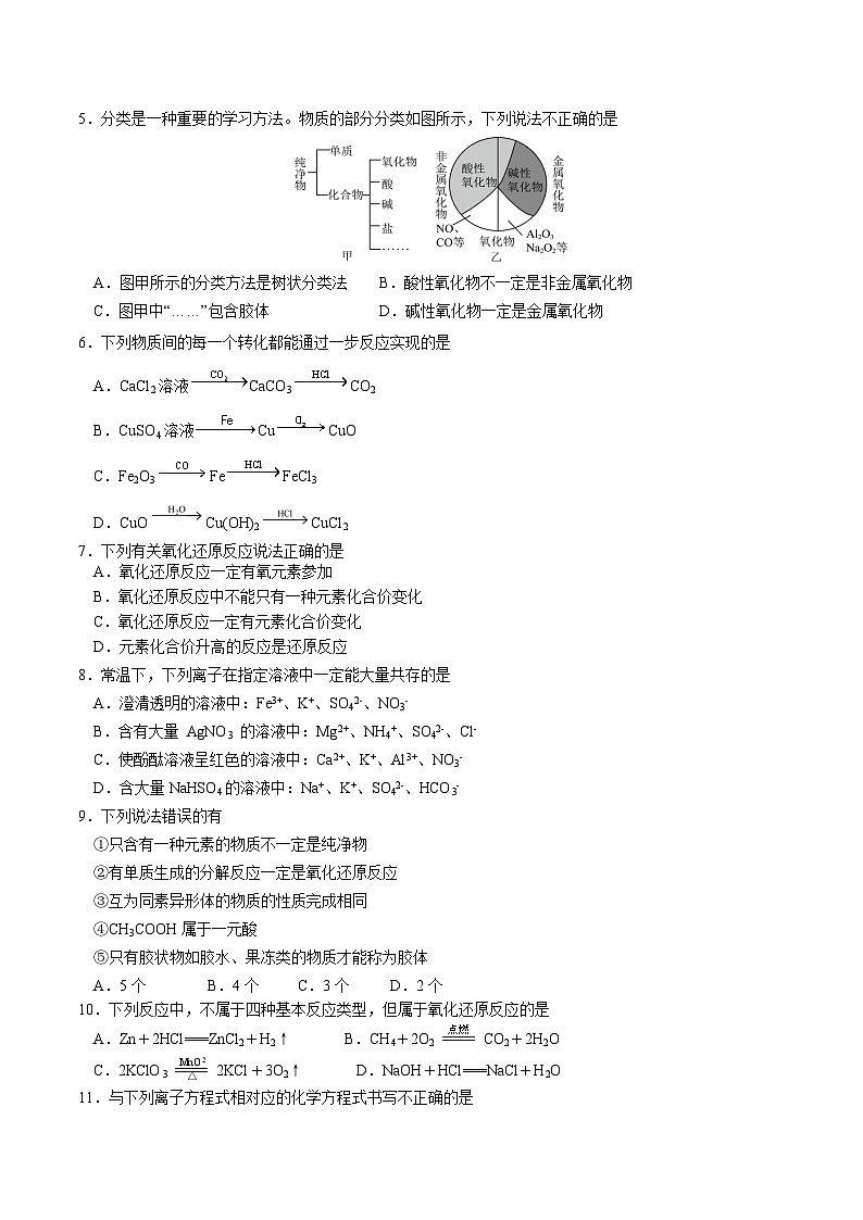 天津市静海区第一中学2025-2026学年高一上学期10月月考化学试卷（Word版附答案）第2页