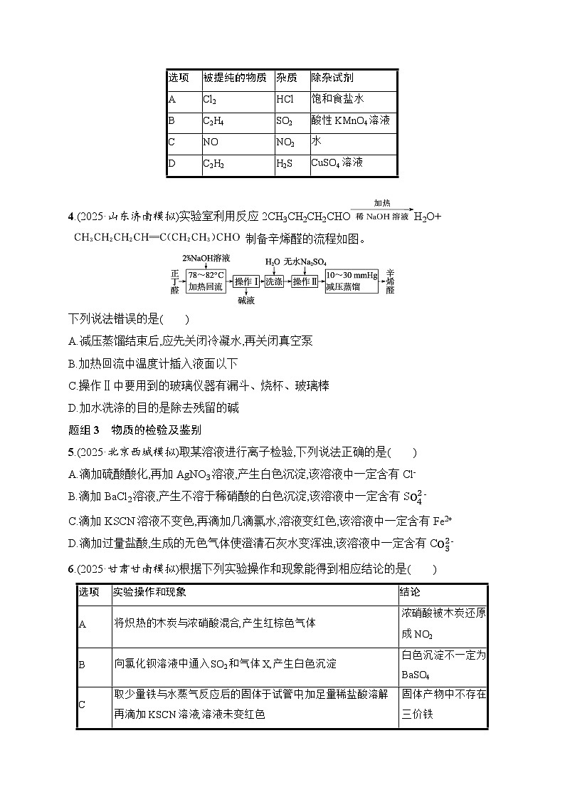 2026届高三化学二轮复习试题选择题突破10突破点2物质的制备、分离、提纯、检验与鉴别（Word版附解析）第2页