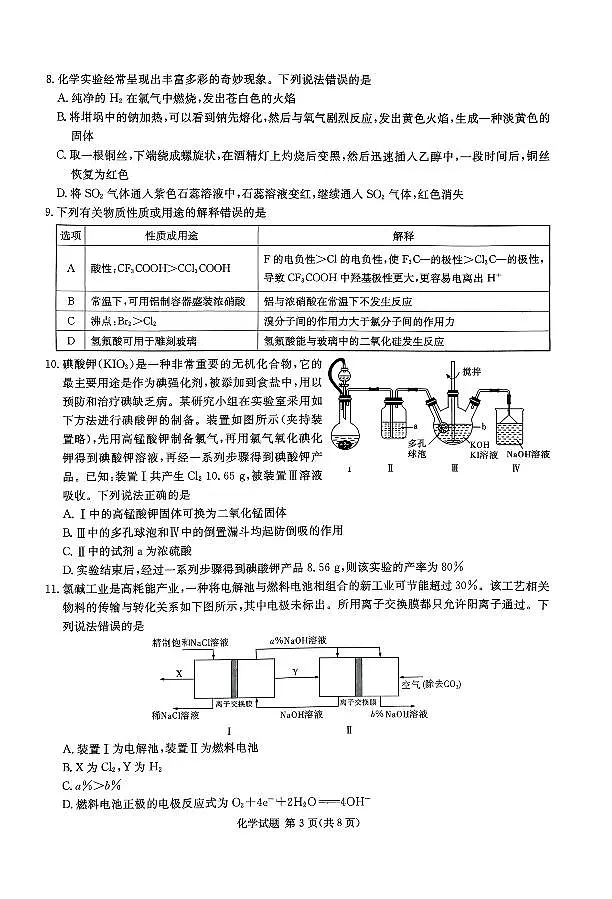 湖南新高考教学教研联盟2026届高三上学期12月联考化学试题第3页