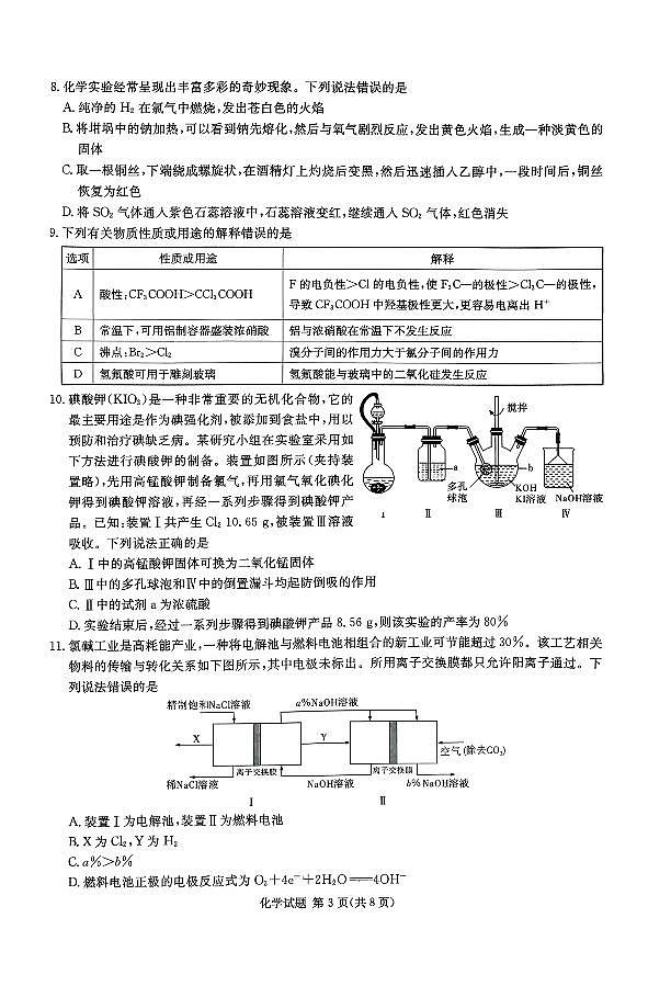 湖南新高考教学教研联盟2026届高三上学期12月联考化学试题第3页