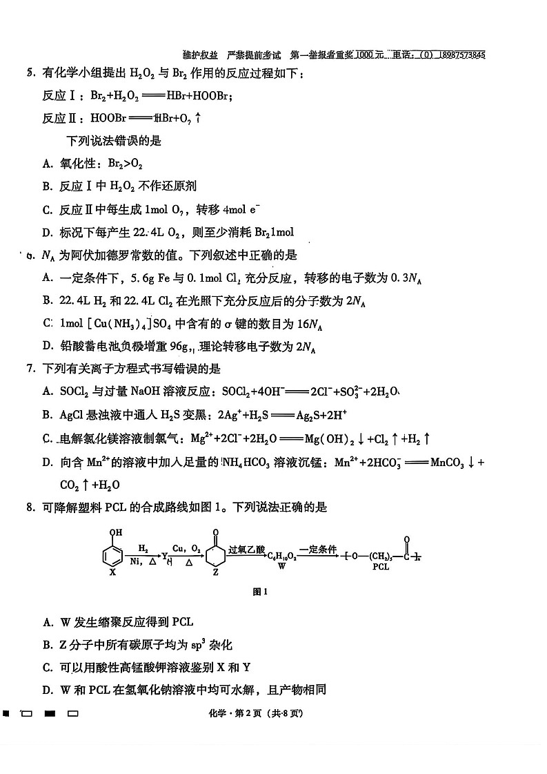 云南师范大学附属中学2025-2026学年高三上学期11月考试化学试卷第2页