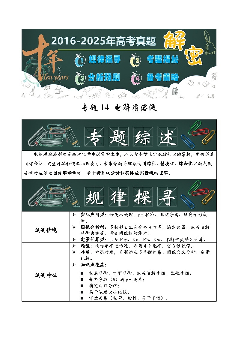 专题14  电解质溶液（解析版）第1页