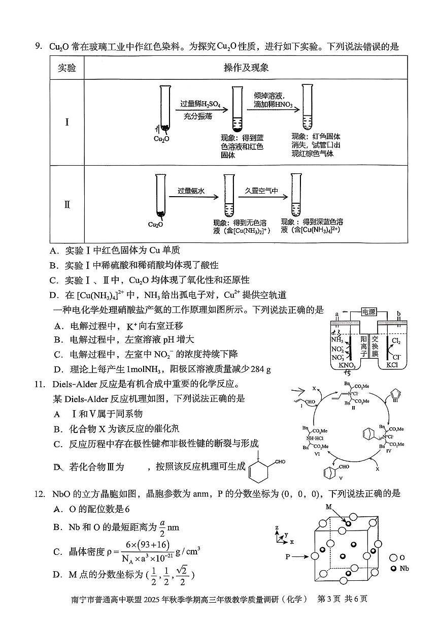 2026届南宁高中联盟高三上学期11月调研化学试卷（含答案）第3页