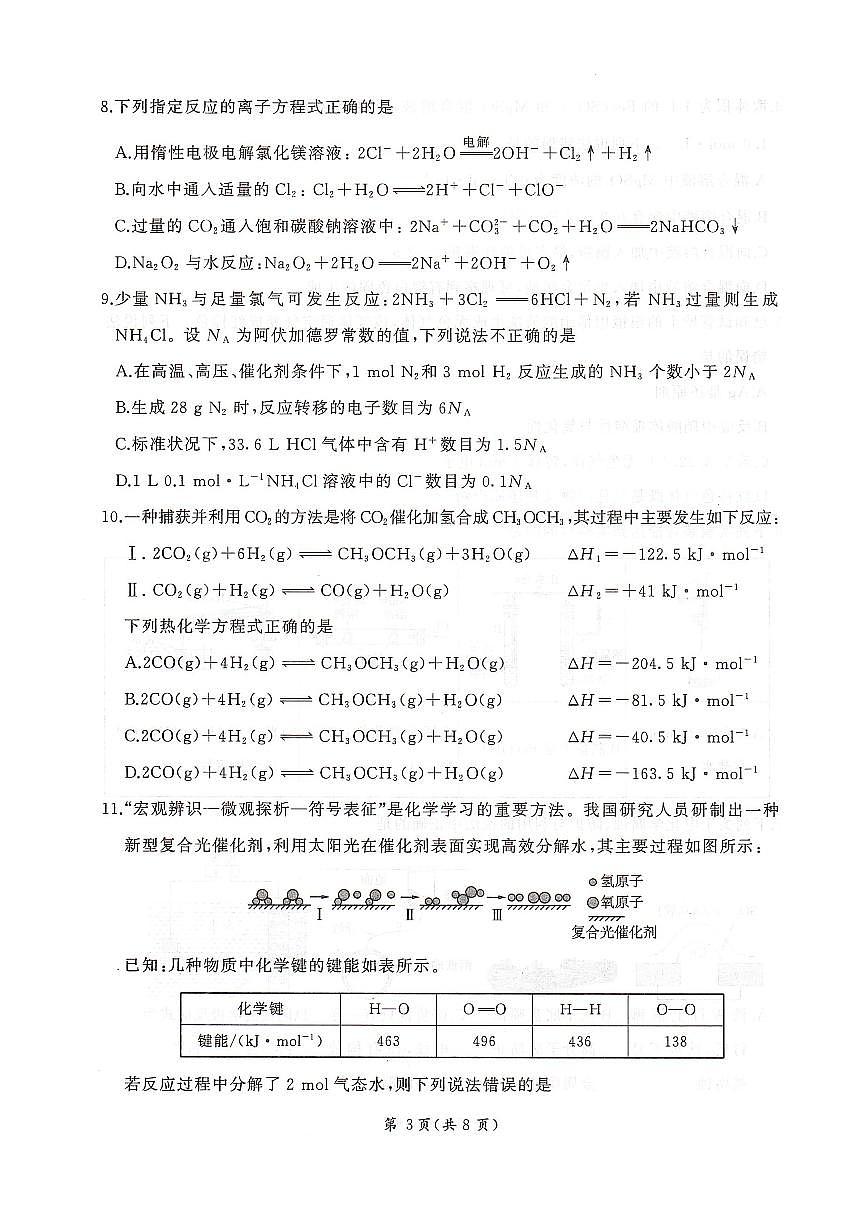 河北卓越联盟2026届高三上学期12月期中化学试题（含答案）第3页