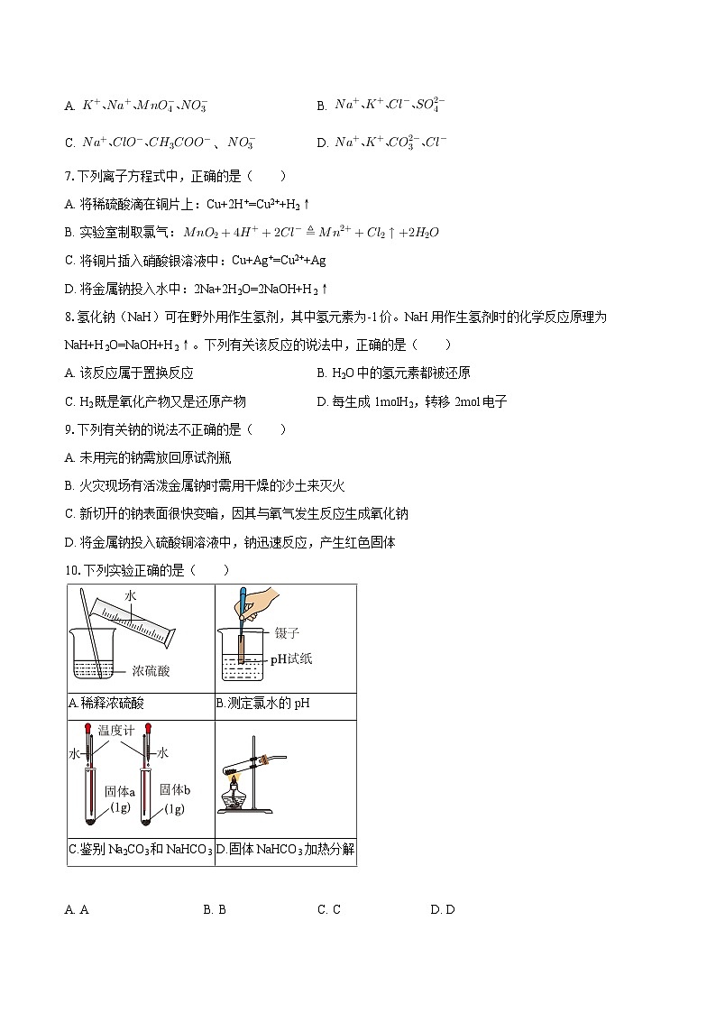 2025-2026学年甘肃省陇南市高一（上）期中化学试卷-自定义类型第2页