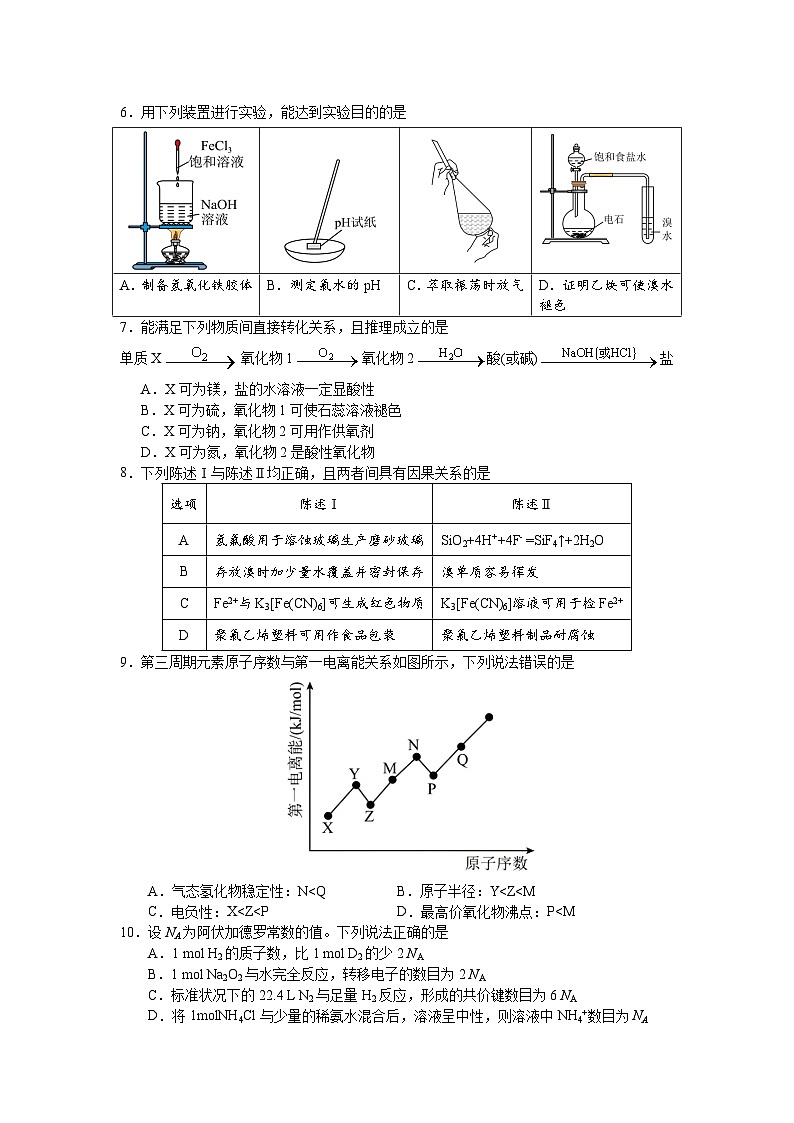 惠州市实验中学2026届高三12月阶段性检测——化学第2页