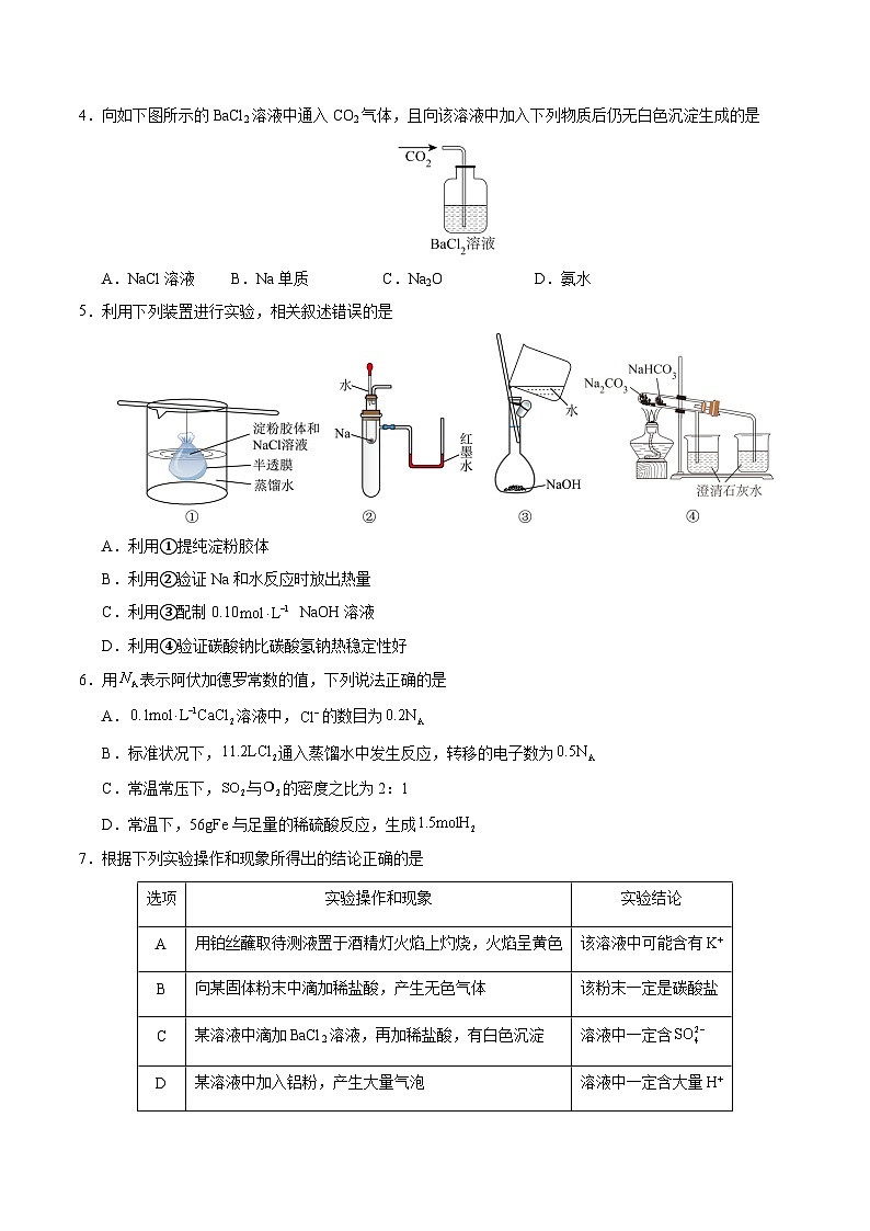 2025-2026学年高一化学第三次月考卷（考试版）A4版第2页