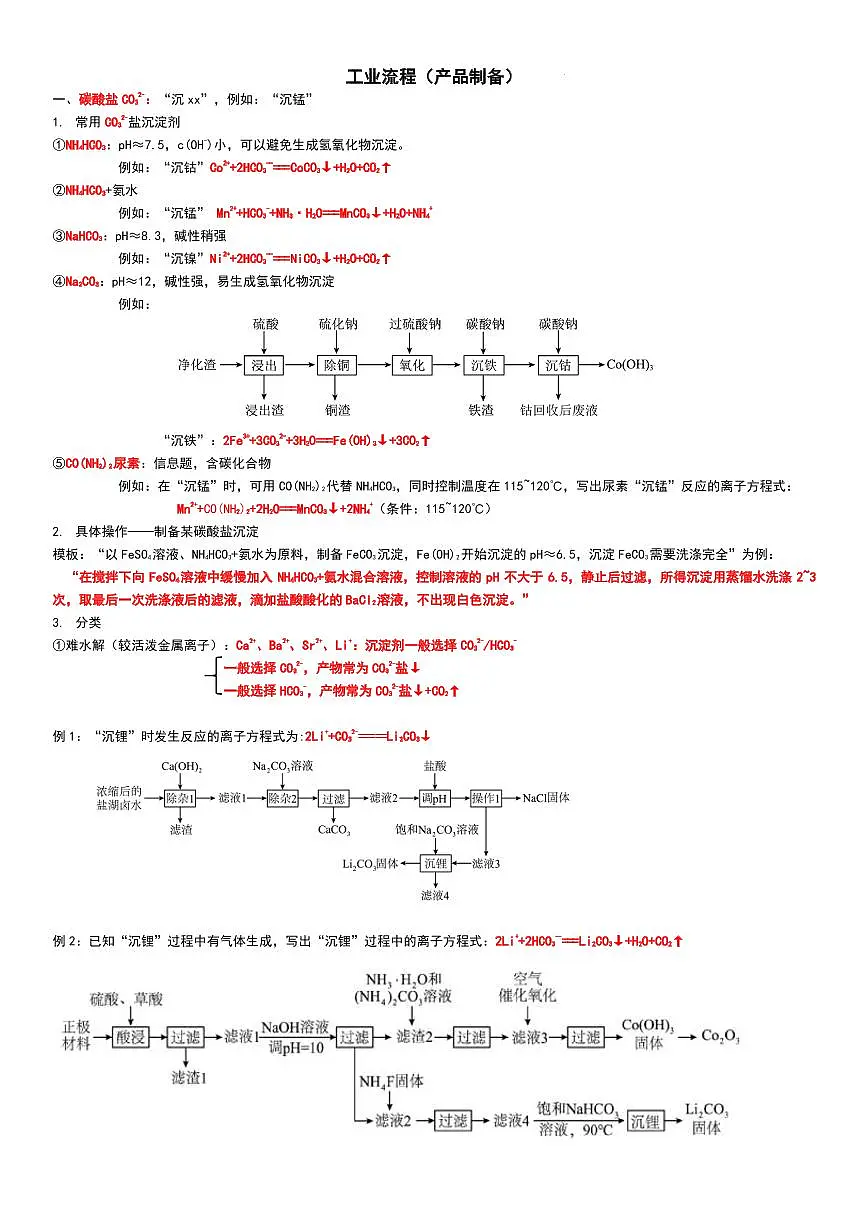 2026届高考化学--工业流程（产品制备）学生版第1页