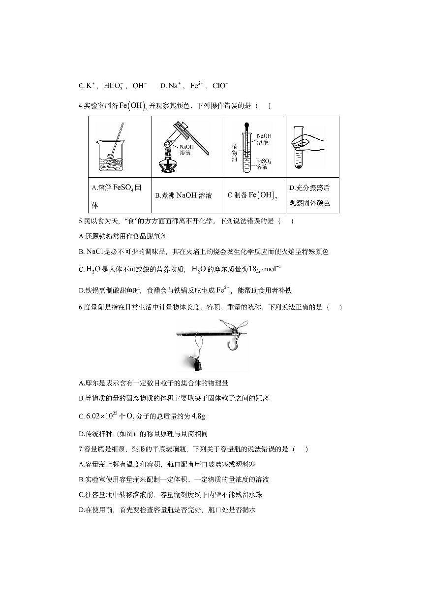 广东省领航高中联盟2025-2026学年高一上学期12月月考(解析版）化学试卷第2页