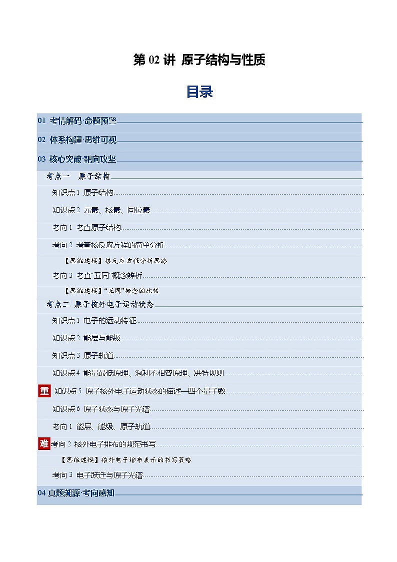 高考化学一轮复习-原子结构与性质（复习讲义）（全国通用）（原卷版）第1页