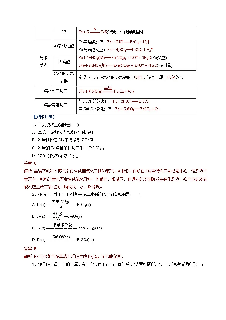 高考化学一轮复习-铁及其重要化合物（知识清单）（全国通用）（解析版）第3页