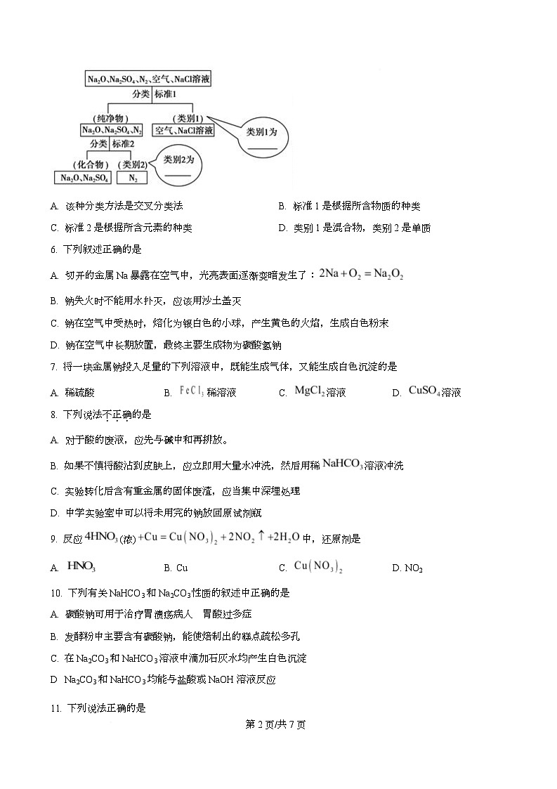 浙江省S9联盟2025-2026学年高一上学期11月期中联考 化学试题（原卷版）第2页