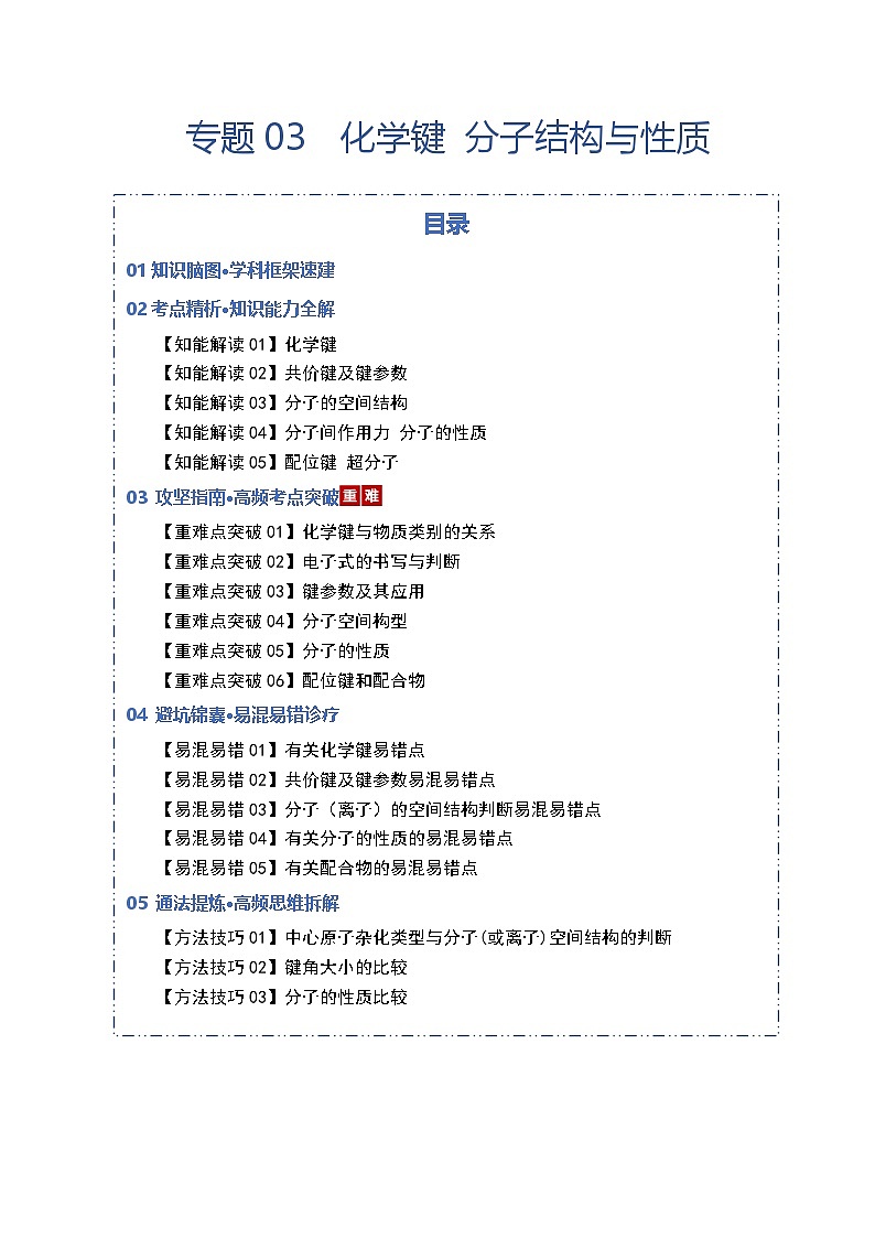高考化学一轮复习-化学键 分子结构与性质（知识清单）（全国通用）（解析版）第1页
