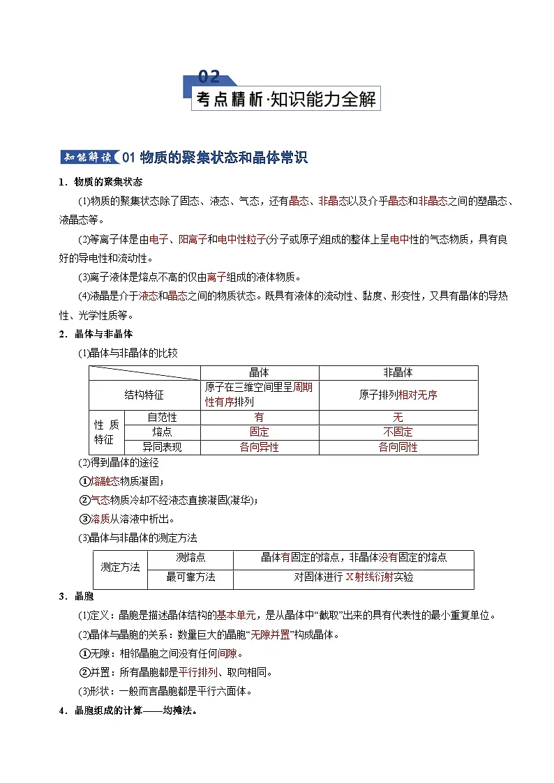 高考化学一轮复习-晶体结构与性质（知识清单）（全国通用）（解析版）第3页