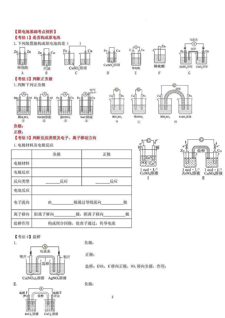 2026届高考化学一轮复习训练 电化学基础练习（学生版+教师版）第2页
