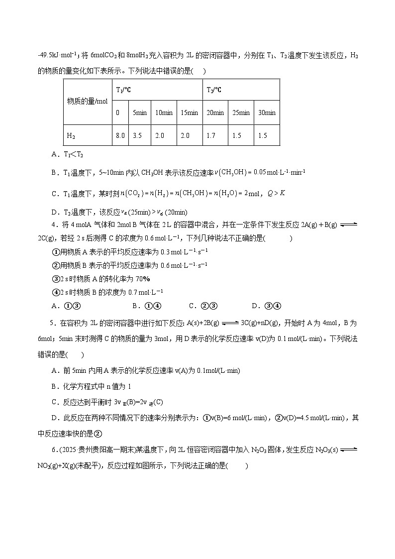 高考化学一轮复习-化学反应速率及其影响因素（专项训练）（全国通用）（原卷版）第2页