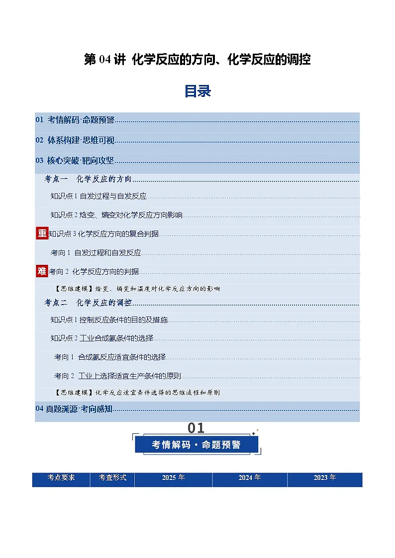 高考化学一轮复习-化学反应的方向、化学反应的调控（复习讲义）（全国通用）（原卷版）第1页