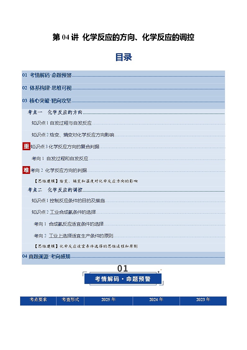 高考化学一轮复习-化学反应的方向、化学反应的调控（复习讲义）（全国通用）（原卷版）第1页