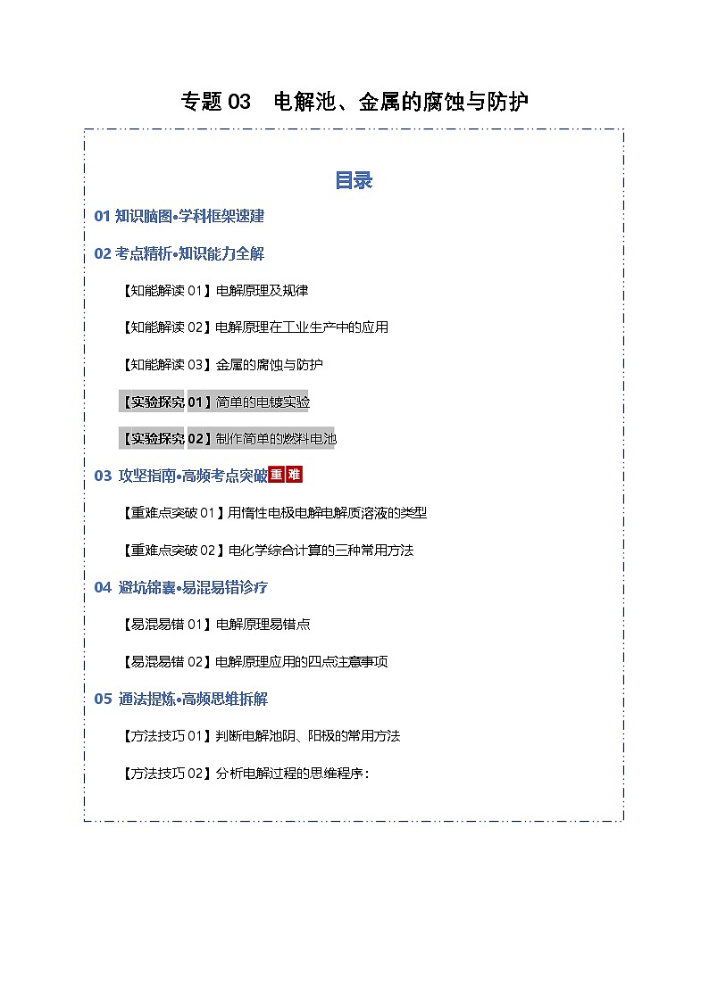 高考化学一轮复习-电解池、金属的腐蚀与防护（知识清单）（全国通用）（解析版）第1页