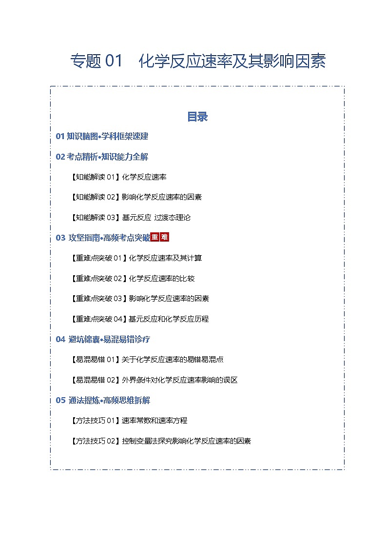 高考化学一轮复习-化学反应速率及其影响因素（知识清单）（全国通用）（解析版）第1页