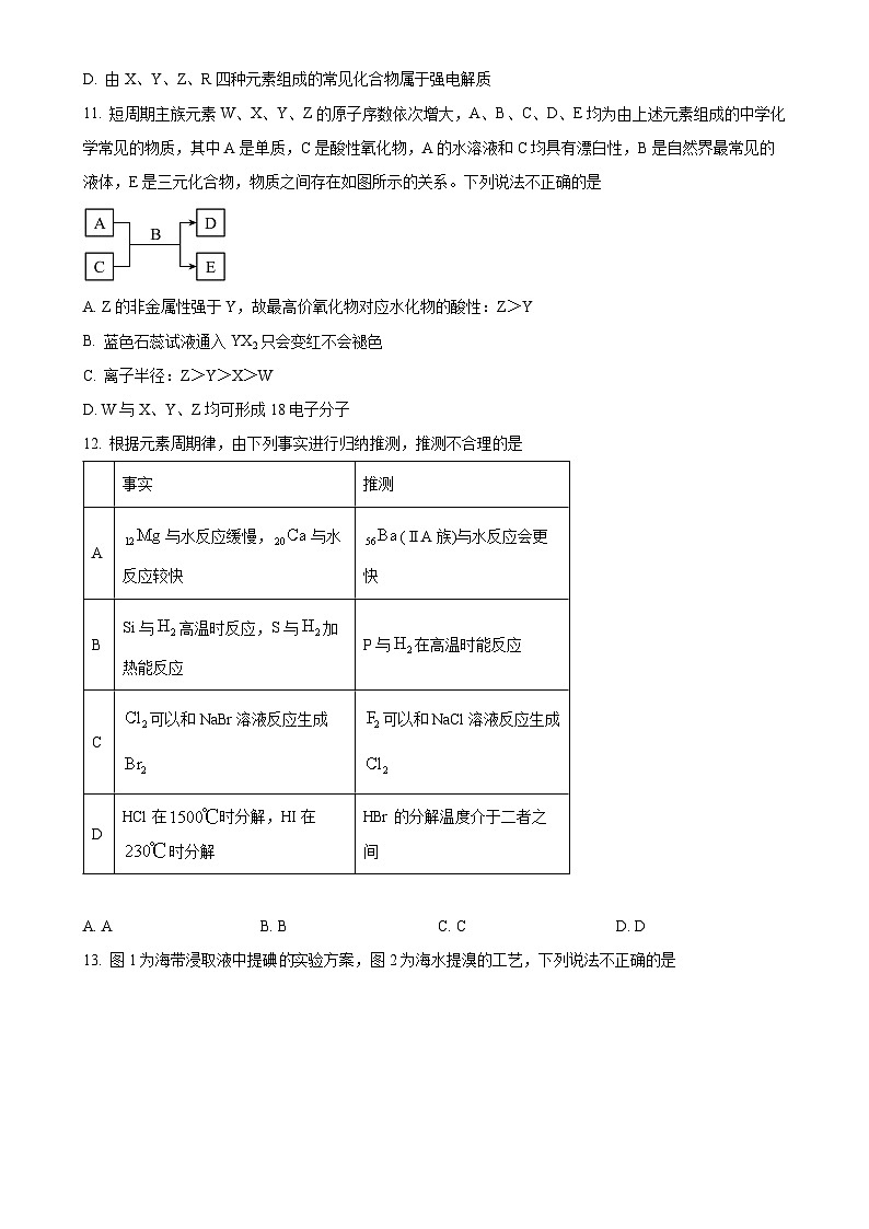 北京市第十二中学高一下学期3月月考化学试题（原卷版）-A4第3页