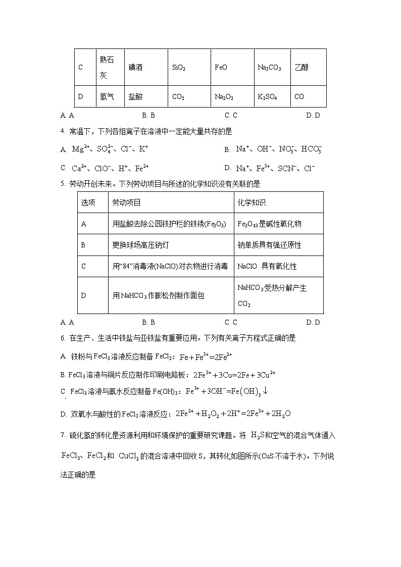 广东省五校联考2024-2025学年高一上学期12月月考化学试卷（学生版）第2页