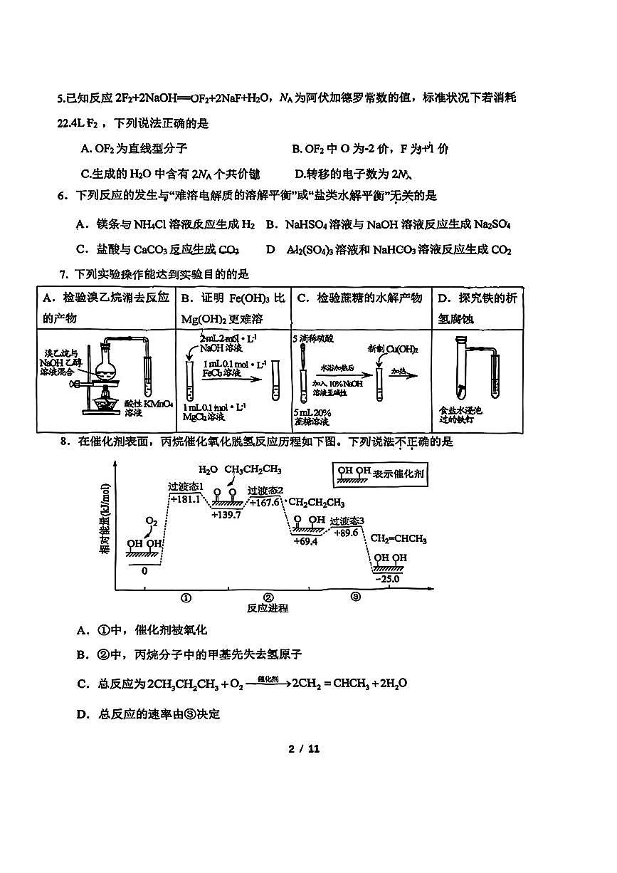 2025年北京五中高三上12月月考化学试卷第2页