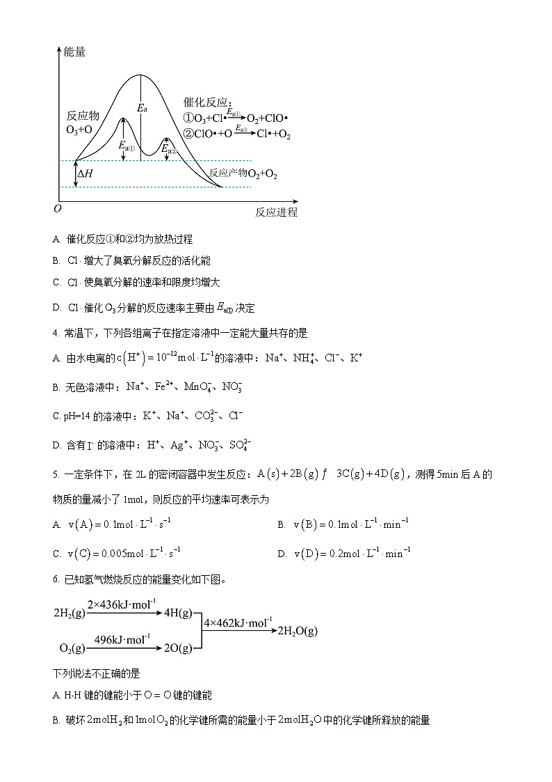 北京市海淀区高二上学期期末化学试题（原卷版）-A4第2页