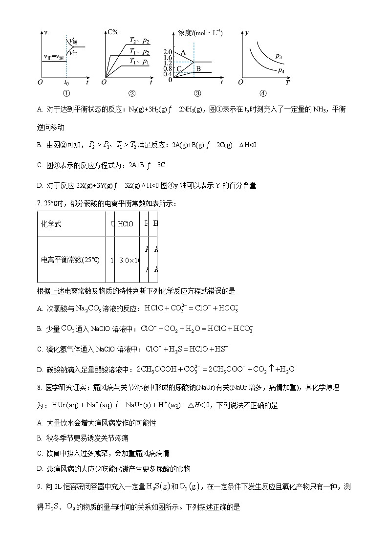 北京市平谷中学202-2025学年高二上学期期中考试 化学试题（原卷版）-A4第2页