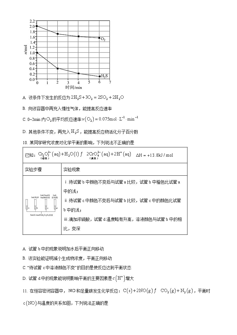北京市平谷中学202-2025学年高二上学期期中考试 化学试题（原卷版）-A4第3页