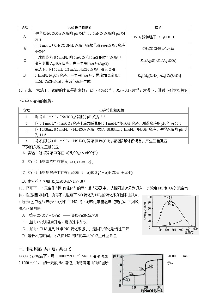 江苏省扬州市邗江区2025-2026学年高二上学期期中考试化学试卷（Word版附答案）第3页