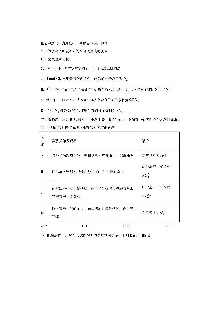 山东省潍坊市2025-2026学年高一上学期期中考试化学试卷（学生版）第3页