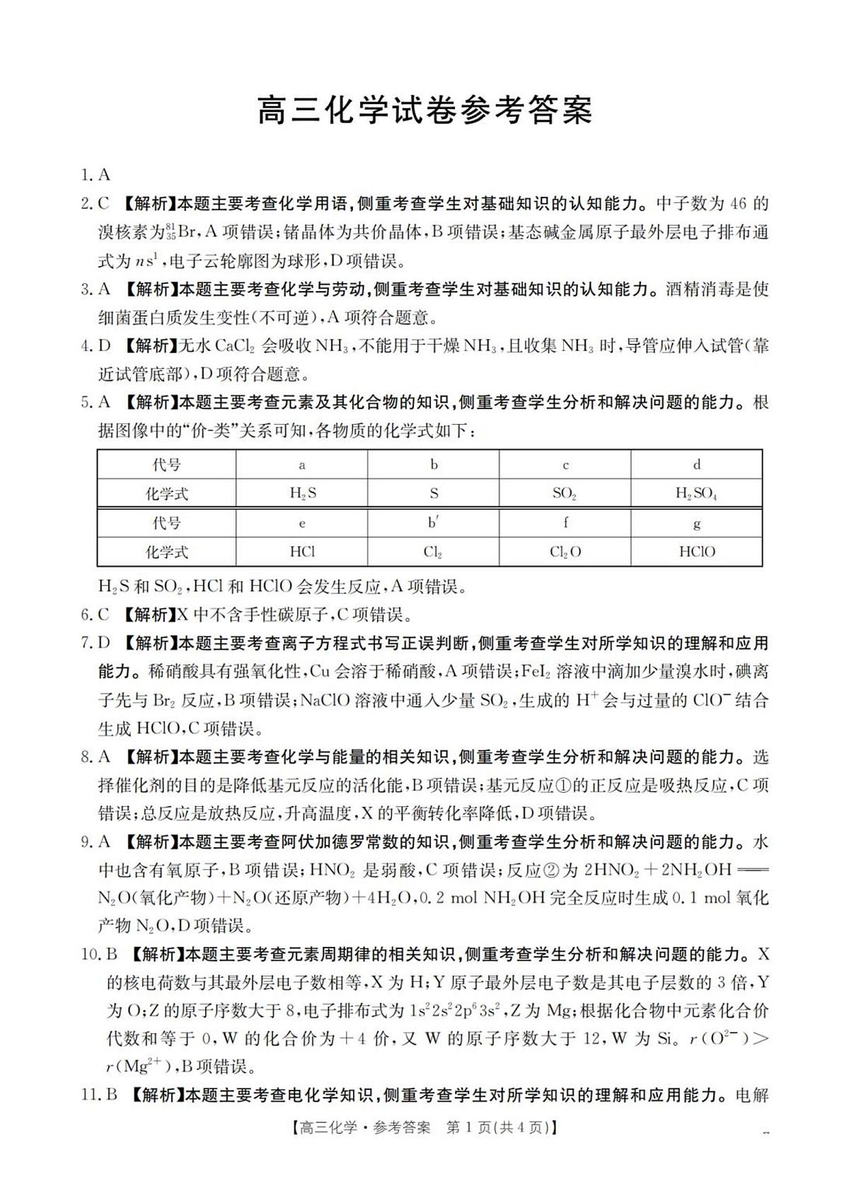 化学答案_扫描版第1页