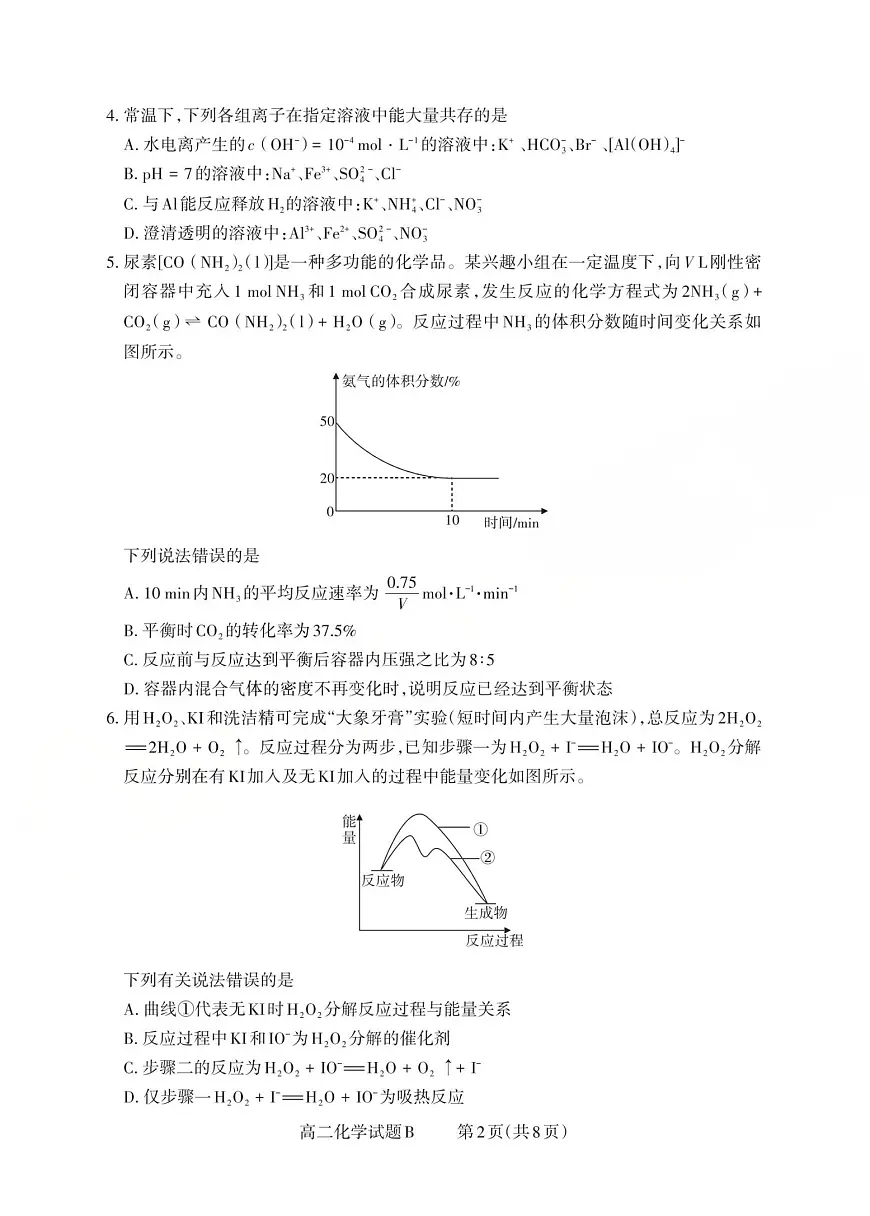 高二化学试题B(已优化)第2页