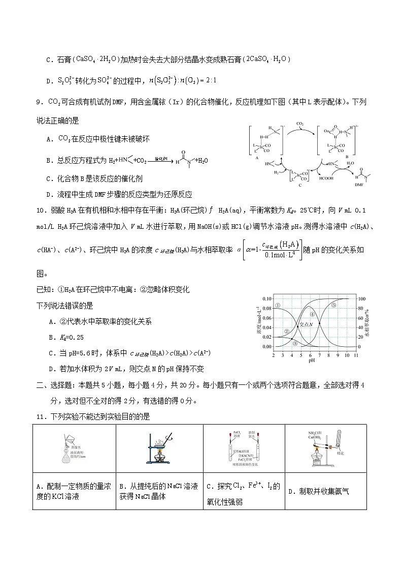 2026山东师大附中高三上学期摸底考试化学含答案第3页