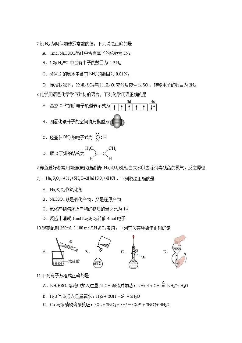 2026广东省华南师大附中高三上学期综合测试（一）化学含答案第2页