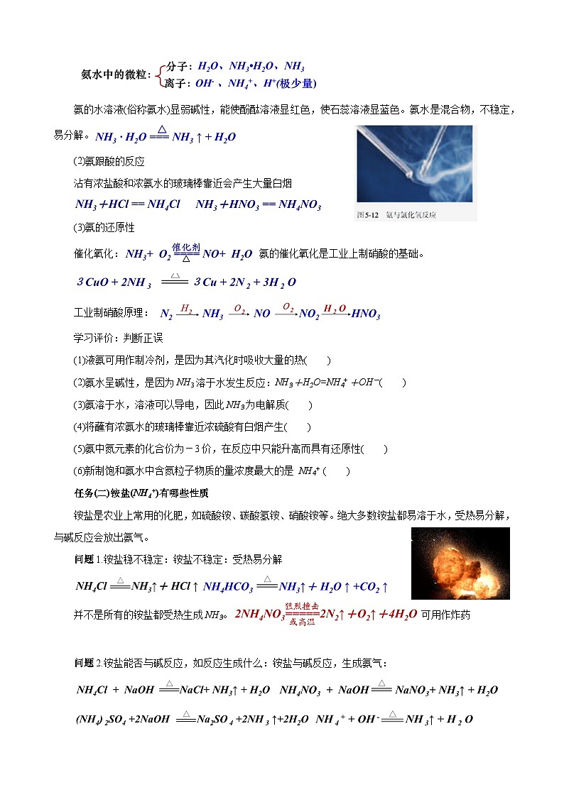 5.2.2氨气及铵盐（表格式教学设计）-高中化学人教版（2019）必修二第2页