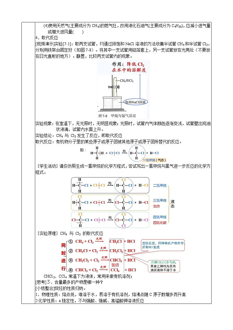 7.1.2烷烃的性质（公开课教案）-高中化学人教版（2019）必修二第2页