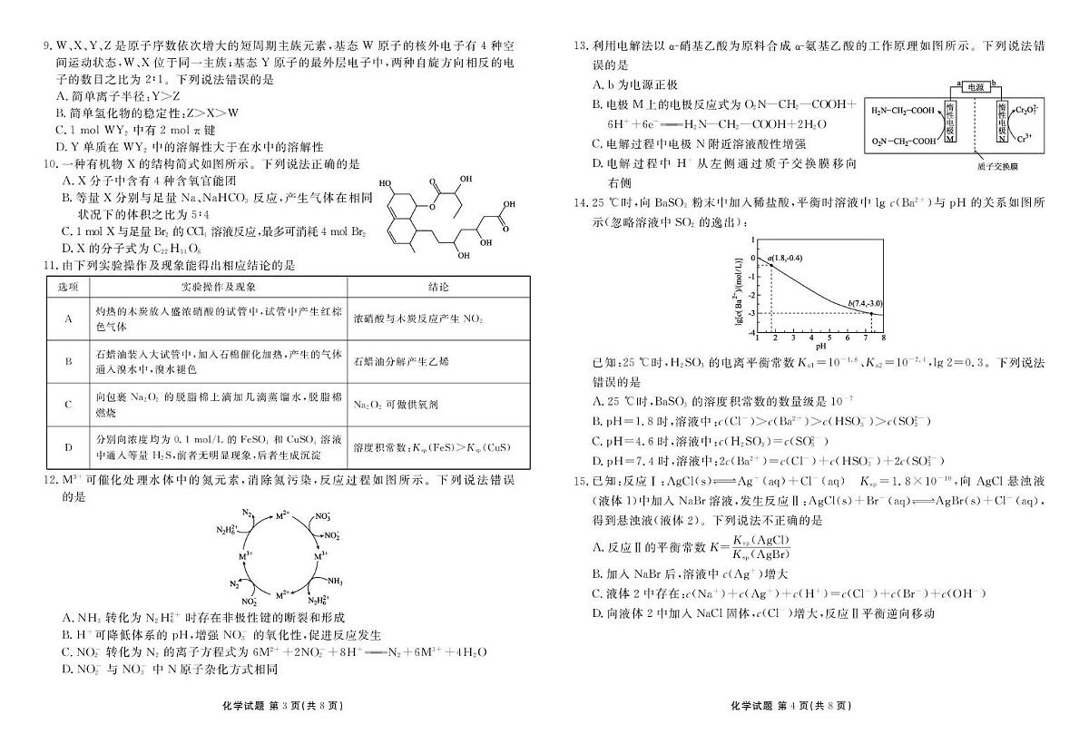 湖北2026届高三上学期12月联考化学试题（含答案）第2页