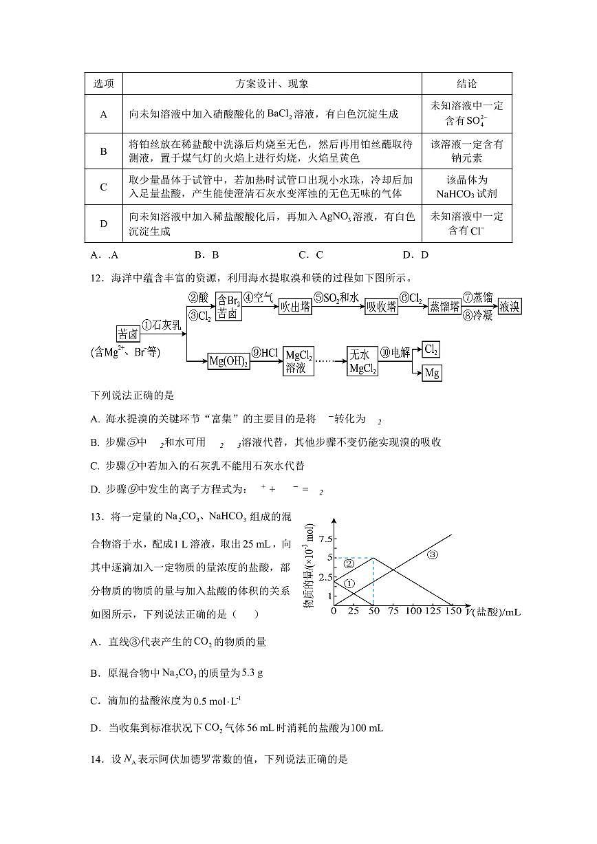 福建省泉州市晋江侨声中学、南安侨光中学两校2025-2026学年高一上学期12月联考二化学试卷（PDF版附答案）第3页