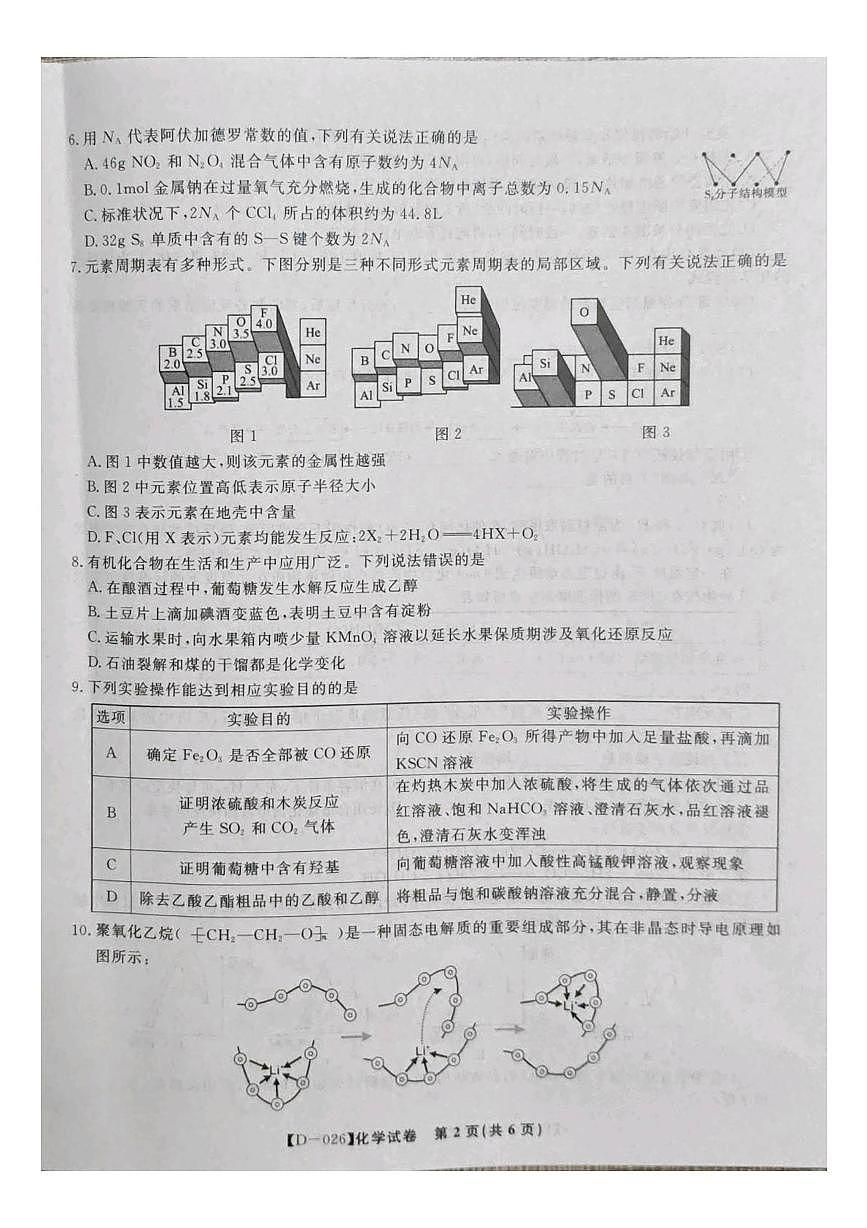 安徽皖江名校联盟2026届高三上学期12月月考化学试题第2页
