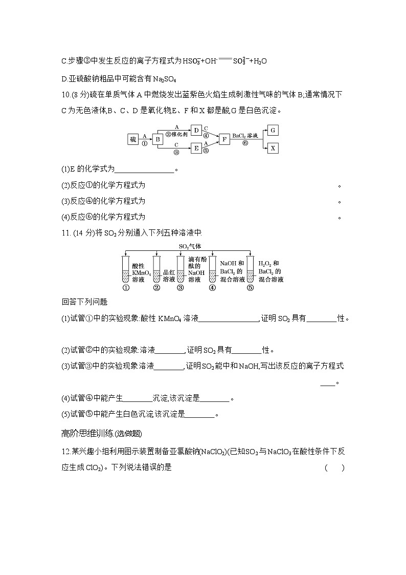 高一化学（人教版必修二）试题课时跟踪检测5.1.1硫和二氧化硫（Word版附解析）第3页