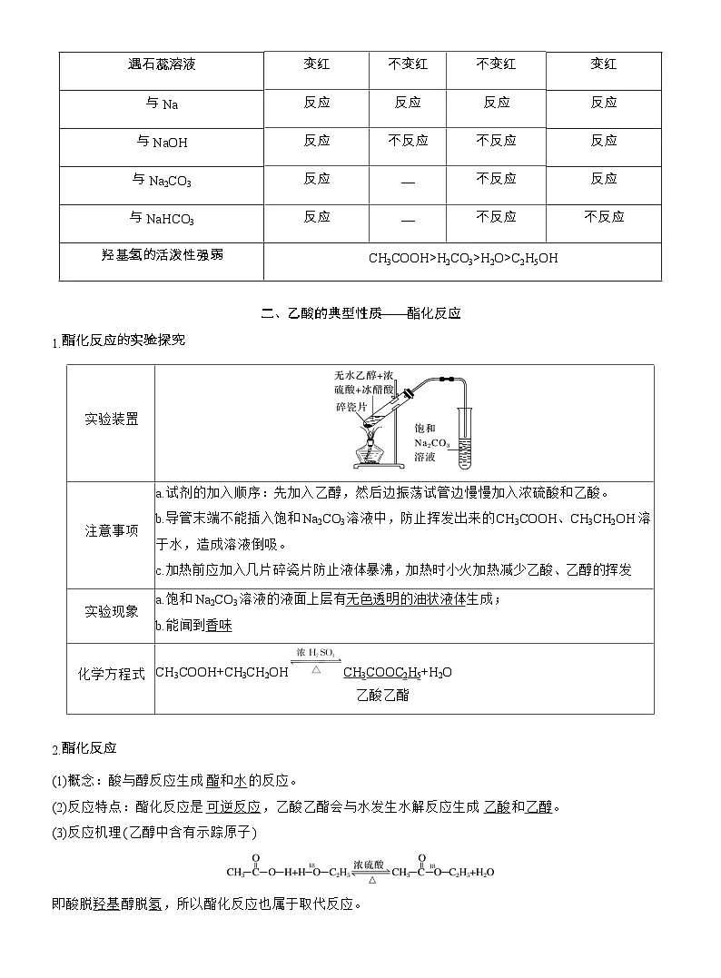 25-26学年高中化学人教版必修第二册教案：第七章 第三节 第二课时 乙酸第3页