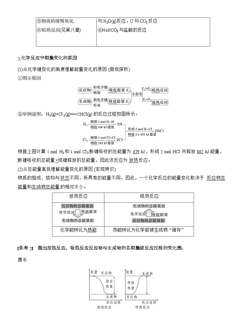 25-26学年高中化学人教版必修第二册教案：第六章 第一节 第一课时 化学反应与热能第2页