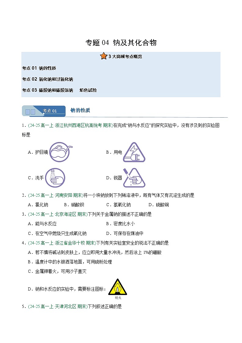 专题04 钠及其化合物（期末真题汇编）第1页